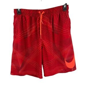 Nike Swim Trunks Mens Orange Mesh Lined Board Shorts Stretch Beach Pool Swoosh L
